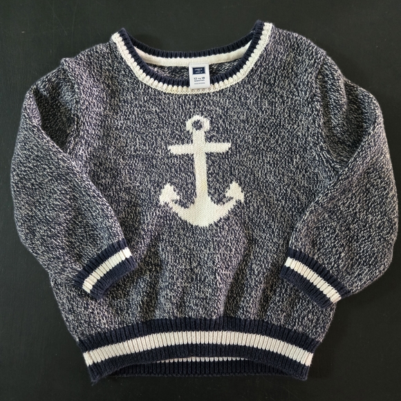 Janie And Jack Navy and White Anchor Sweater - Picture 1 of 1